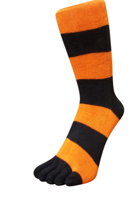 Zehensocken, Blockringel, Schwarz-Orange 42 - 46